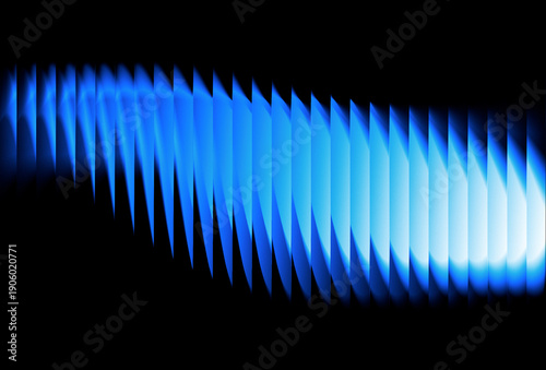 Blue glass gradient ripple, illuminated translucent stripes with smooth flowing motion. Futuristic abstract wave, glossy refraction effect, modern digital background with deep blue tones.