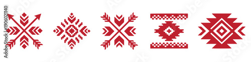 Abstract Geometric Tribal Pattern Icons in Minimalist Vector Style.