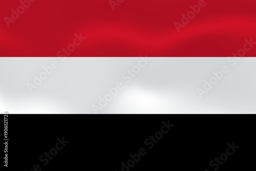Yemen flag with wavy silk effect. Vector flag symbolizing national pride, identity, heritage, patriotism and authority
