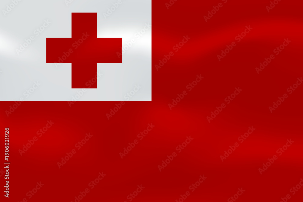 Obraz premium Tonga flag with wavy silk effect. Vector flag symbolizing national pride, identity, heritage, patriotism and authority