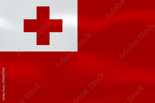Tonga flag with wavy silk effect. Vector flag symbolizing national pride, identity, heritage, patriotism and authority