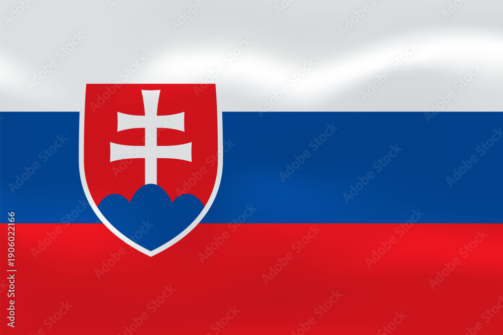 Fototapeta premium Slovakia flag with wavy silk effect. Vector flag symbolizing national pride, identity, heritage, patriotism and authority