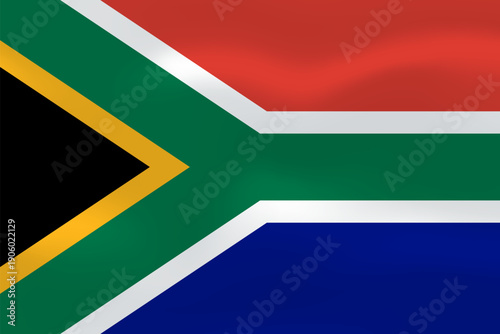 Photography South Africa flag with wavy silk effect