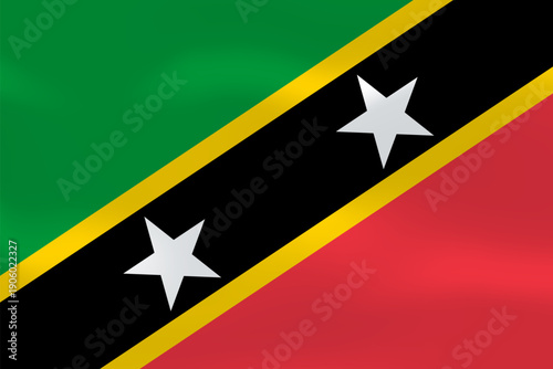 Saint Kitts and Nevis flag with wavy silk effect. Vector flag symbolizing national pride, identity, heritage, patriotism and authority