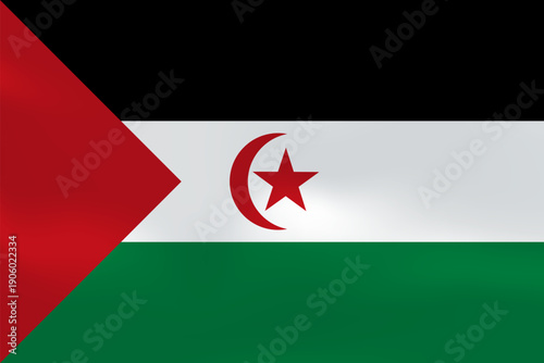 Sahrawi Arab Democratic Republic flag with wavy silk effect. Vector flag symbolizing national pride, identity, heritage, patriotism and authority