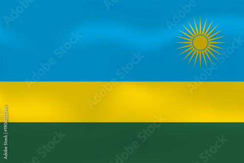 Rwanda flag with wavy silk effect. Vector flag symbolizing national pride, identity, heritage, patriotism and authority