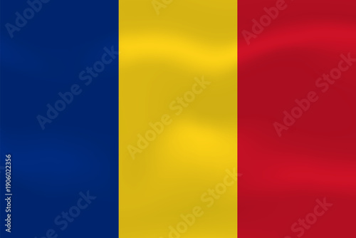 Romania flag with wavy silk effect. Vector flag symbolizing national pride, identity, heritage, patriotism and authority