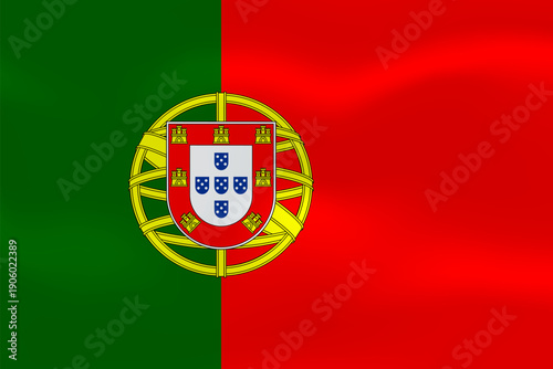 Portugal flag with wavy silk effect. Vector flag symbolizing national pride, identity, heritage, patriotism and authority