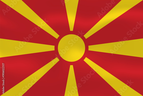North Macedonia flag with wavy silk effect. Vector flag symbolizing national pride, identity, heritage, patriotism and authority
