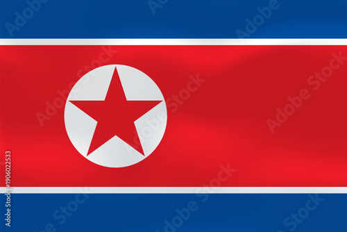 North Korea flag with wavy silk effect. Vector flag symbolizing national pride, identity, heritage, patriotism and authority