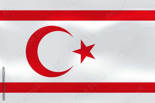 Northern Cyprus flag with wavy silk effect. Vector flag symbolizing national pride, identity, heritage, patriotism and authority