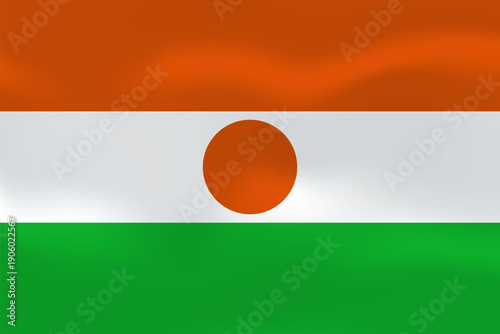 Niger flag with wavy silk effect. Vector flag symbolizing national pride, identity, heritage, patriotism and authority