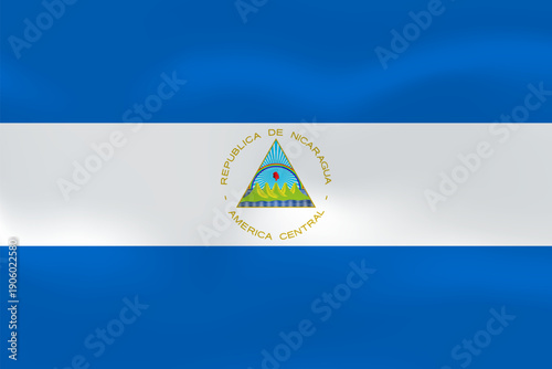Nicaragua flag with wavy silk effect. Vector flag symbolizing national pride, identity, heritage, patriotism and authority