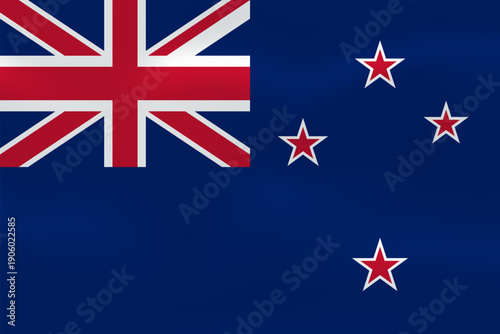New Zealand flag with wavy silk effect. Vector flag symbolizing national pride, identity, heritage, patriotism and authority