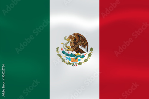 Mexico flag with wavy silk effect. Vector flag symbolizing national pride, identity, heritage, patriotism and authority