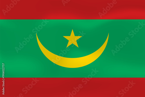 Mauritania flag with wavy silk effect. Vector flag symbolizing national pride, identity, heritage, patriotism and authority