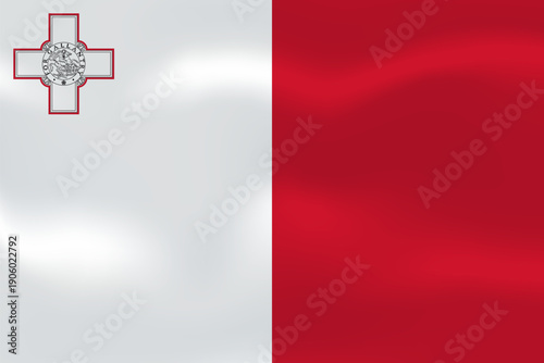 Malta flag with wavy silk effect. Vector flag symbolizing national pride, identity, heritage, patriotism and authority