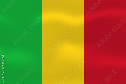 Mali flag with wavy silk effect. Vector flag symbolizing national pride, identity, heritage, patriotism and authority