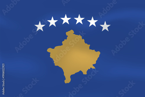 Kosovo flag with wavy silk effect. Vector flag symbolizing national pride, identity, heritage, patriotism and authority