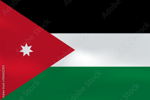 Jordan flag with wavy silk effect. Vector flag symbolizing national pride, identity, heritage, patriotism and authority