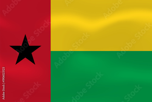 Guinea-Bissau flag with wavy silk effect. Vector flag symbolizing national pride, identity, heritage, patriotism and authority