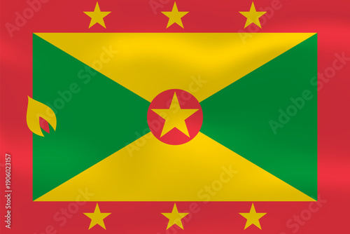 Grenada flag with wavy silk effect. Vector flag symbolizing national pride, identity, heritage, patriotism and authority