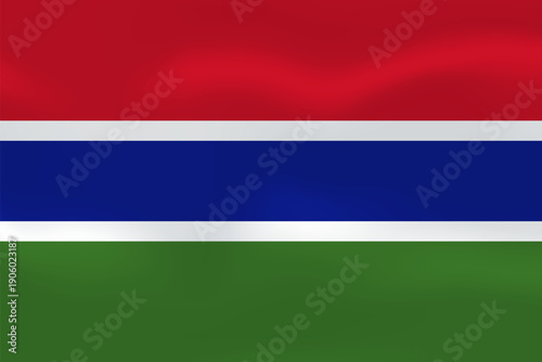 Gambia flag with wavy silk effect. Vector flag symbolizing national pride, identity, heritage, patriotism and authority