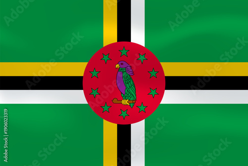 Dominica flag with wavy silk effect. Vector flag symbolizing national pride, identity, heritage, patriotism and authority