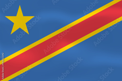Democratic Republic of the Congo flag with wavy silk effect. Vector flag symbolizing national pride, identity, heritage, patriotism and authority