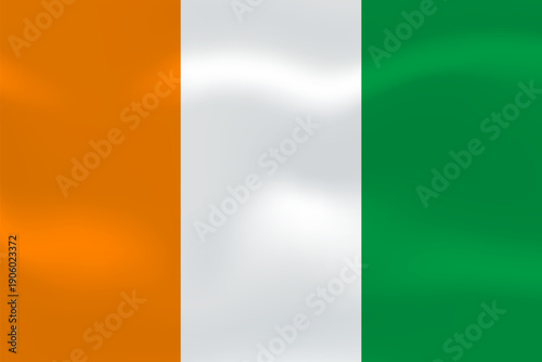 Cote d Ivoire flag with wavy silk effect. Vector flag symbolizing national pride, identity, heritage, patriotism and authority