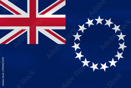 Cook Islands flag with wavy silk effect. Vector flag symbolizing national pride, identity, heritage, patriotism and authority