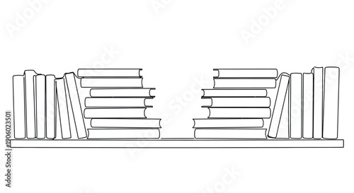 Stacked books forming an archway minimalist black outline silhouette