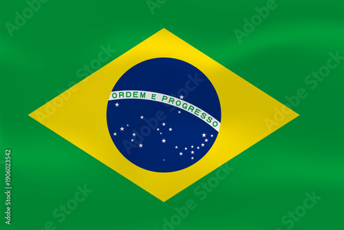 Brazil flag with wavy silk effect. Vector flag symbolizing national pride, identity, heritage, patriotism and authority