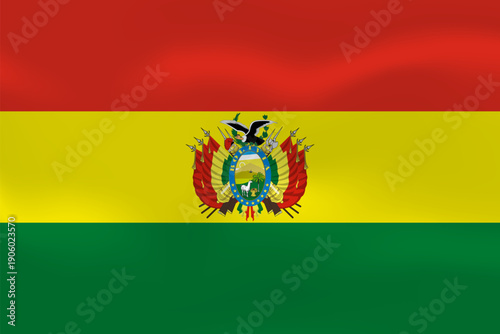 Bolivia flag with wavy silk effect. Vector flag symbolizing national pride, identity, heritage, patriotism and authority