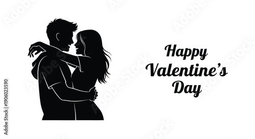 Couple embracing in a romantic pose for valentine s day silhouette