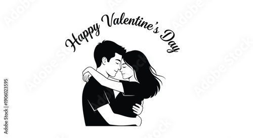 Couple embracing in a loving pose for valentine s day silhouette