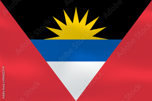 Antigua and Barbuda flag with wavy silk effect. Vector flag symbolizing national pride, identity, heritage, patriotism and authority