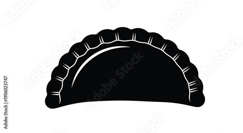 Black empanada shape with a crescent form stark silhouette