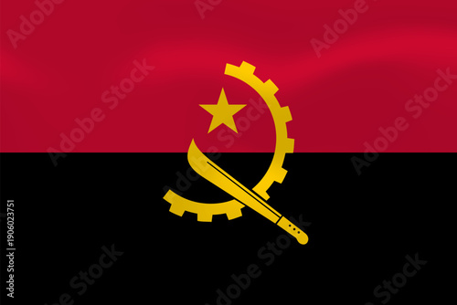 Angola flag with wavy silk effect. Vector flag symbolizing national pride, identity, heritage, patriotism and authority
