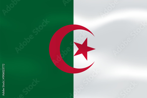 Algeria flag with wavy silk effect. Vector flag symbolizing national pride, identity, heritage, patriotism and authority