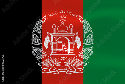 Afghanistan flag with wavy silk effect. Vector flag symbolizing national pride, identity, heritage, patriotism and authority