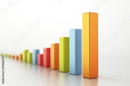 Free Download Rising business bar chart showing growth in finance and success over time with colorful 3D blocks in a simple line - GFXLoad