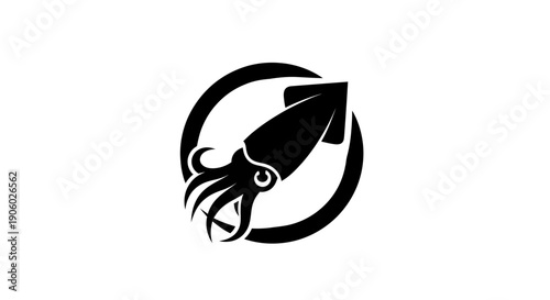 Squid silhouette in circle design