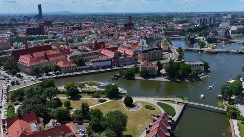 Historic Heartland Panorama: Aerial Sweep of Sand Island and Old Town Wrocław