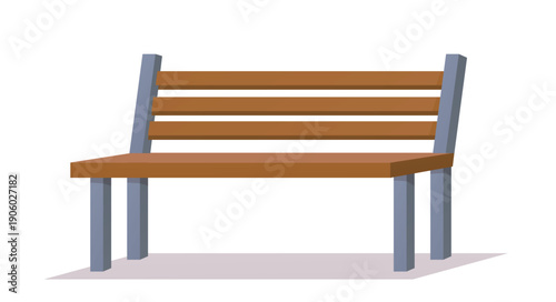 Kids playground element. Wooden bench. Kindergarten or school area for kids. Furniture for park or ground, backyard. Recreation outside. Flat vector illustration