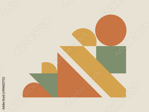 Abstract geometric shapes composition modern minimalist design with warm earth tones and clean lines representing growth progress and balance for graphic resources and conceptual backgrounds vector il