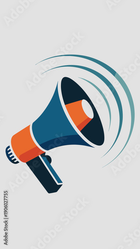 Megaphone broadcasting sound waves announcement communication concept modern graphic illustration for marketing campaign advertising promotion public relations and social media outreach