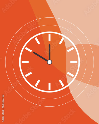 Minimalist clock face with radiating circles representing time passing urgency deadline concept for business planning and project management modern graphic illustration for corporate presentations and