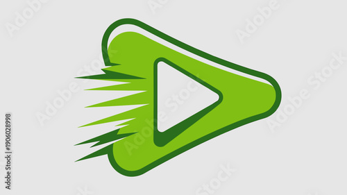 Green play button icon fast forward motion symbol abstract digital media concept for video streaming music player online content application interface design element graphic illustration