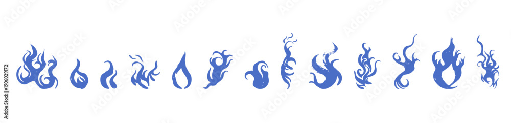 Fototapeta premium Artistic hand drawn bonfire and spark illustration set